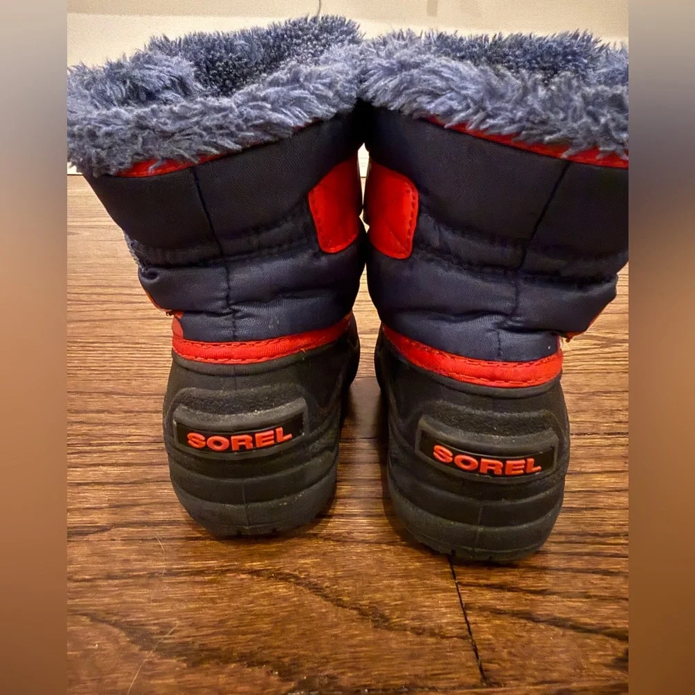 Sorel Commander Navy, Red & Black w/Faux Fur Kids Winter Boots